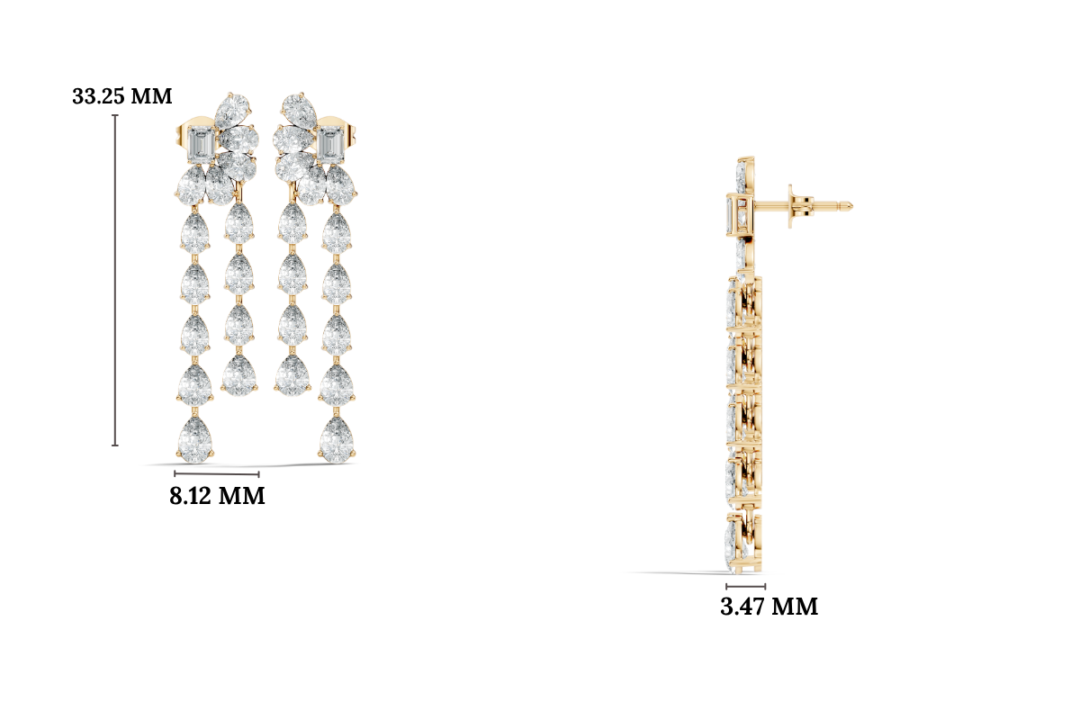 Gold 3Ct Emerald Swirl Cluster Lab Grown Diamond Zoryn Earring