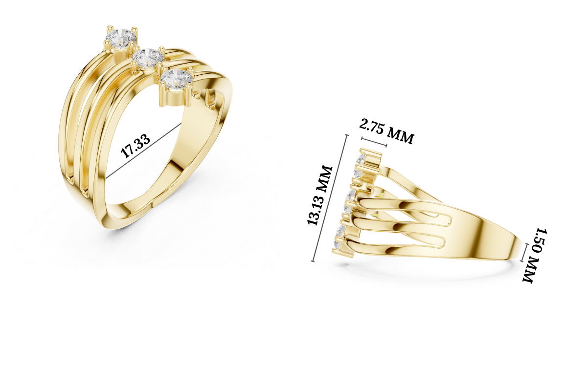 Gold Open Band Round Lab Grown Diamond Ophira Ring