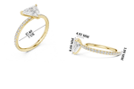 Gold 1 5Ct Pave Solitaire Three Prong Trillion Lab Grown Diamond Ixel Ring
