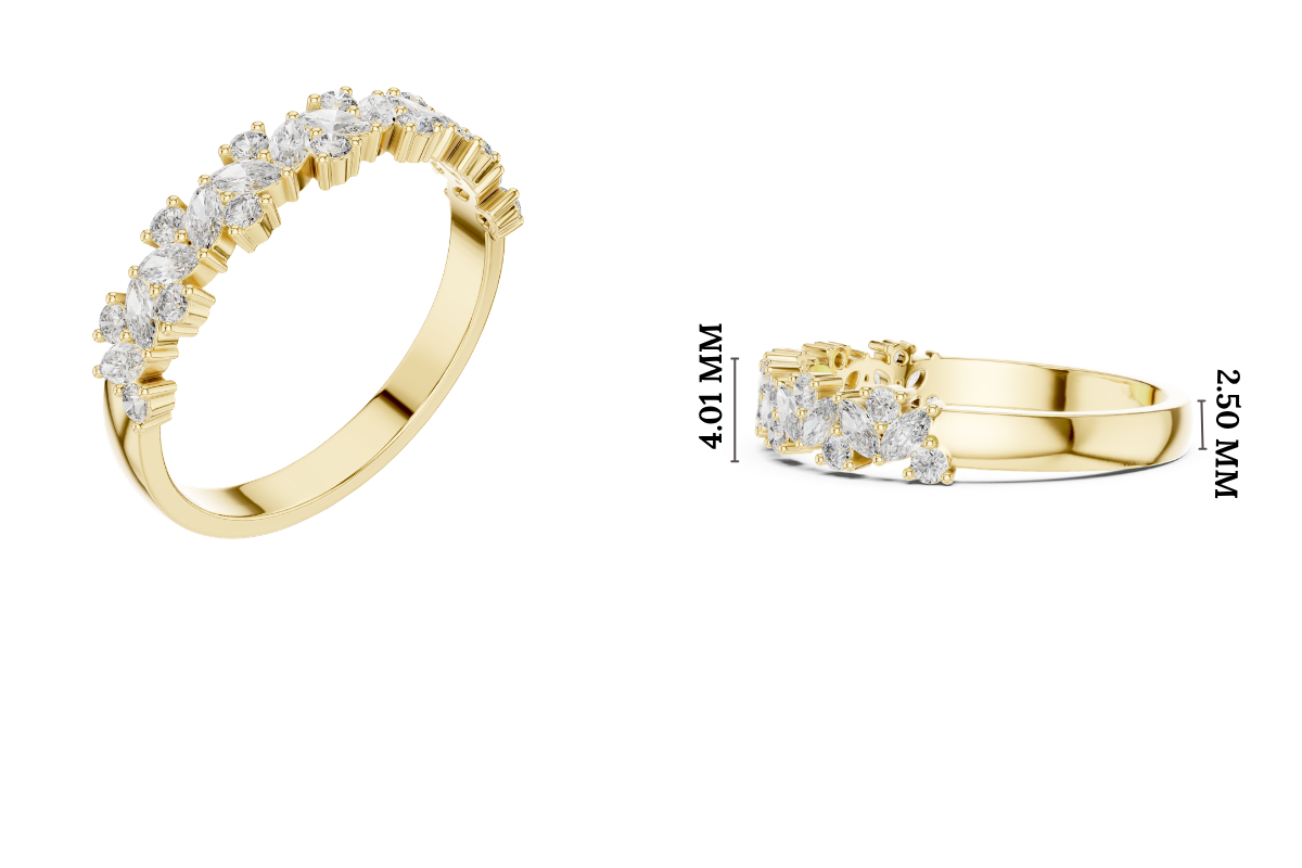 Gold Marquise Channel Half Band Lab Grown Diamond Zalyn Ring