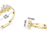 Gold Three Stone Marquise Lab Grown Diamond Zyphi Ring
