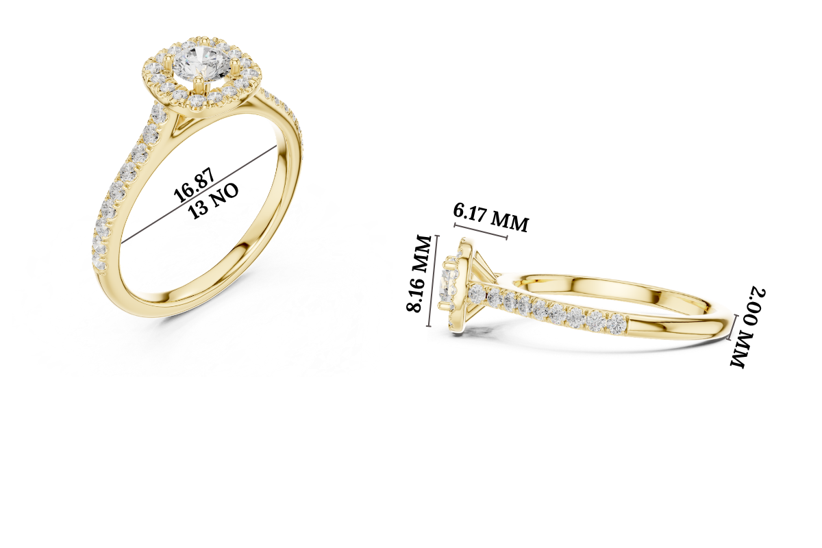 Gold Floral Halo Round Lab Grown Diamond Nuvra Ring