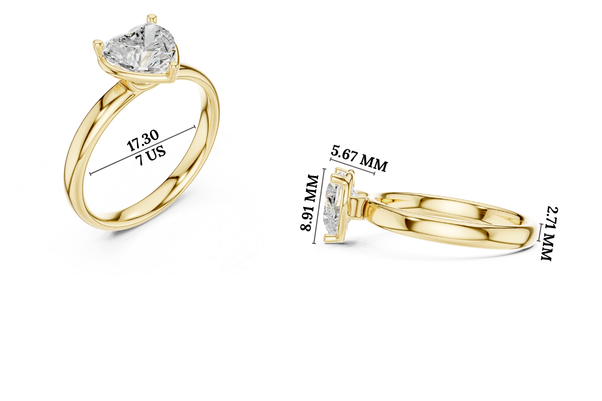 Gold 1 50Ct Solitaire Classic Heart Lab Grown Diamond Zafyn Ring
