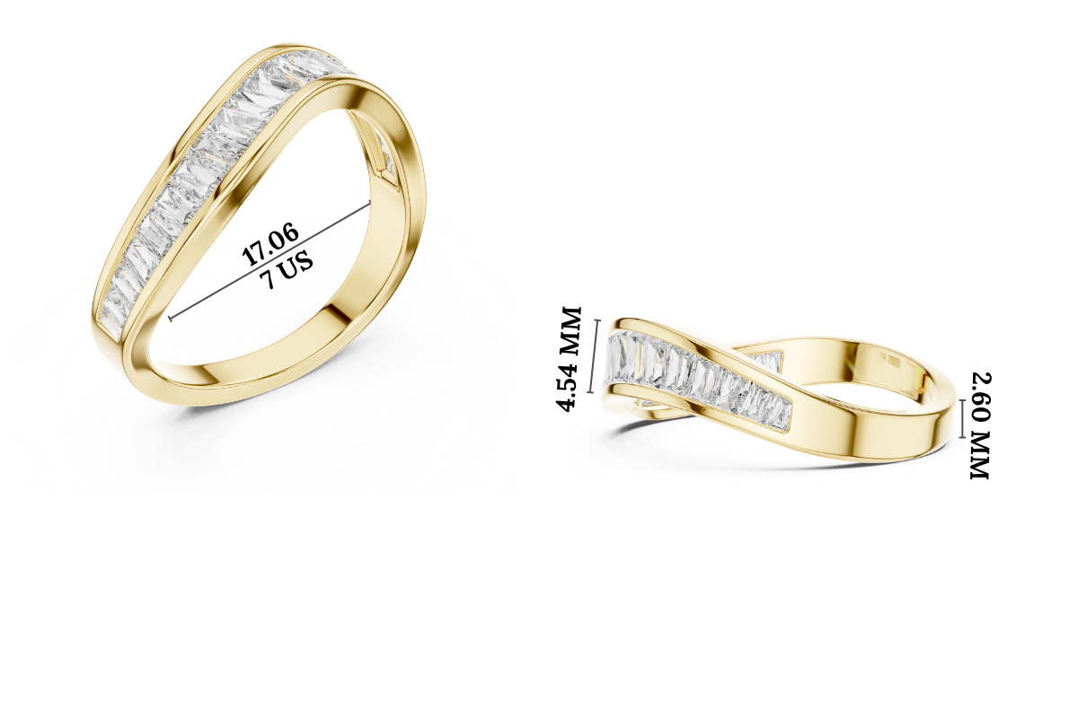 Gold 1Ct Channel Modern Baguette Lab Grown Diamond Kavira Ring