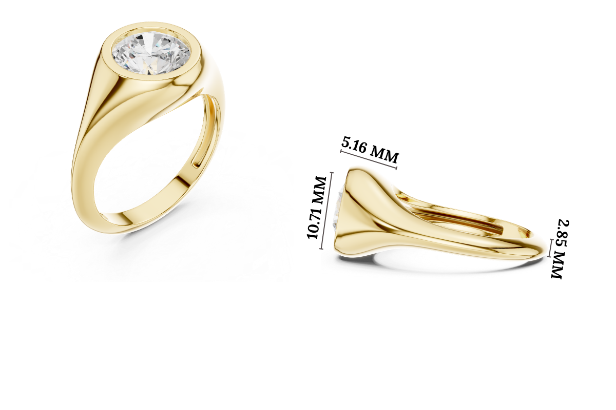 Gold 2Ct Bezel Bold Round Lab Grown Diamond Alvyra Ring