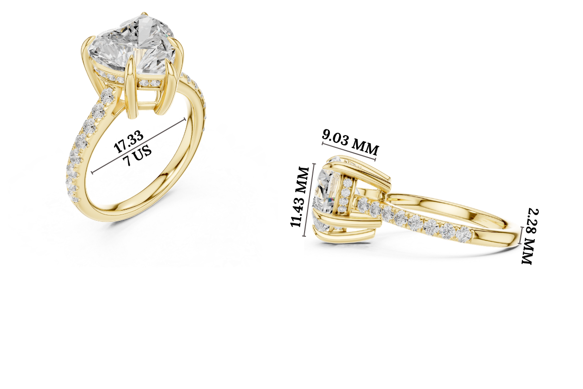 Gold 4 50 Ct Pave Solitaire Heart Lab Grown Diamond Lorvyn Ring