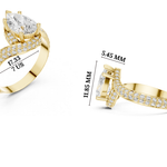 Gold 2Ct Pave Twist Pear Lab Grown Diamond Zyaris Ring