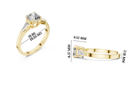 Gold 1Ct Three Stone Cushion Tapered Baguette Lab Grown Diamond Jayne Ring