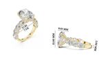 Gold 2Ct Side Stone Round Oval Lab Grown Diamond Earl Ring