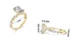 Gold 3Ct 4Prong Solitaire Emerald Marquise Side Stone Lab Grown Diamond Isaiah Ring
