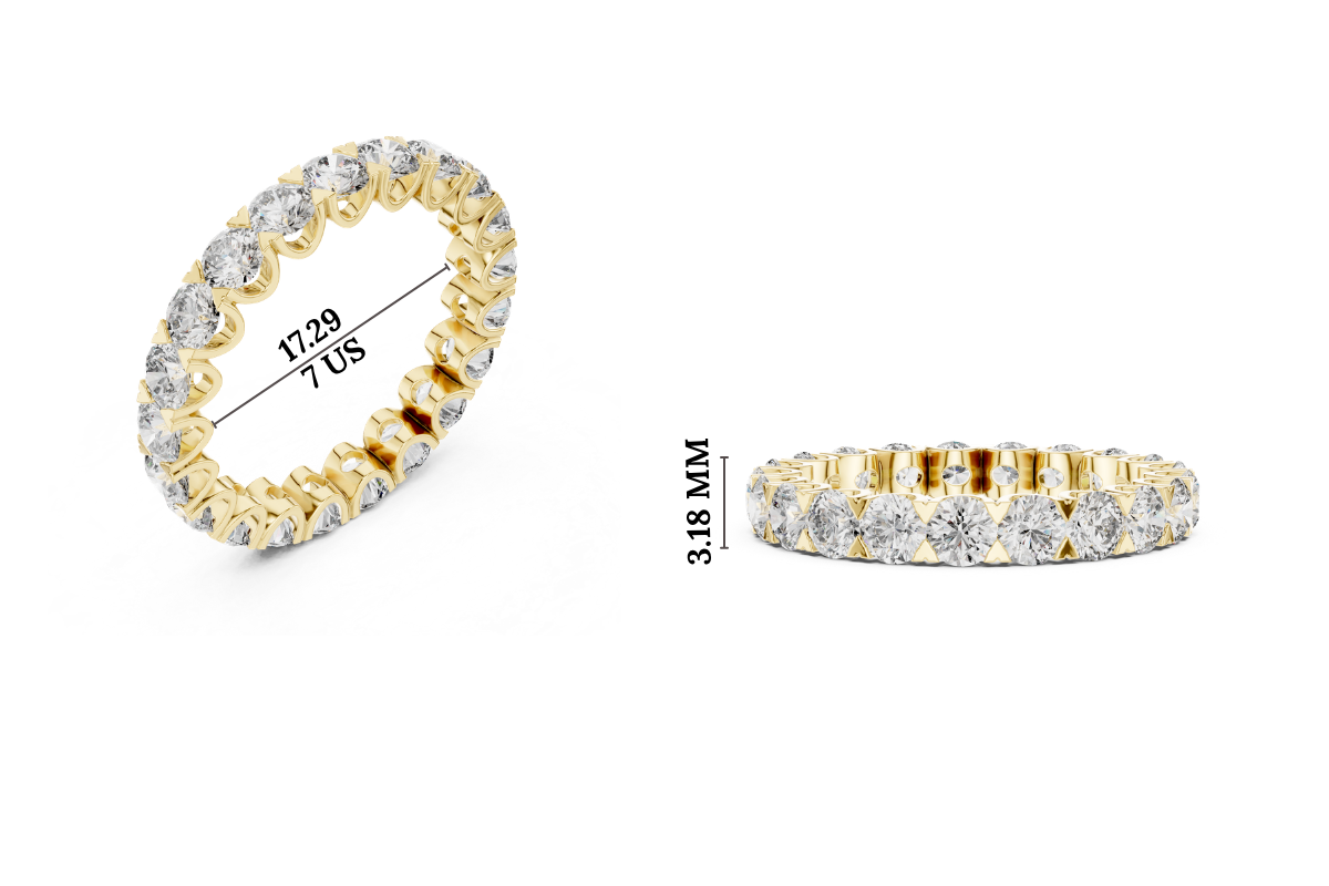 Gold 3Ct Round Cluster Eternity Lab Grown Diamond Elarinor Ring