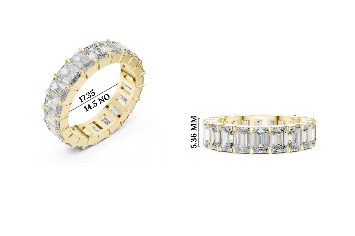 Gold 5Ct Emerald Cut Eternity Band Lab Grown Diamond Calpe Ring