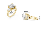 Gold 3Ct Princess Three Stone Lab Grown Diamond Troil Ring