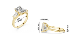 Gold 2Ct Emerald Three Stone Binor Ring Lab Grown Diamond