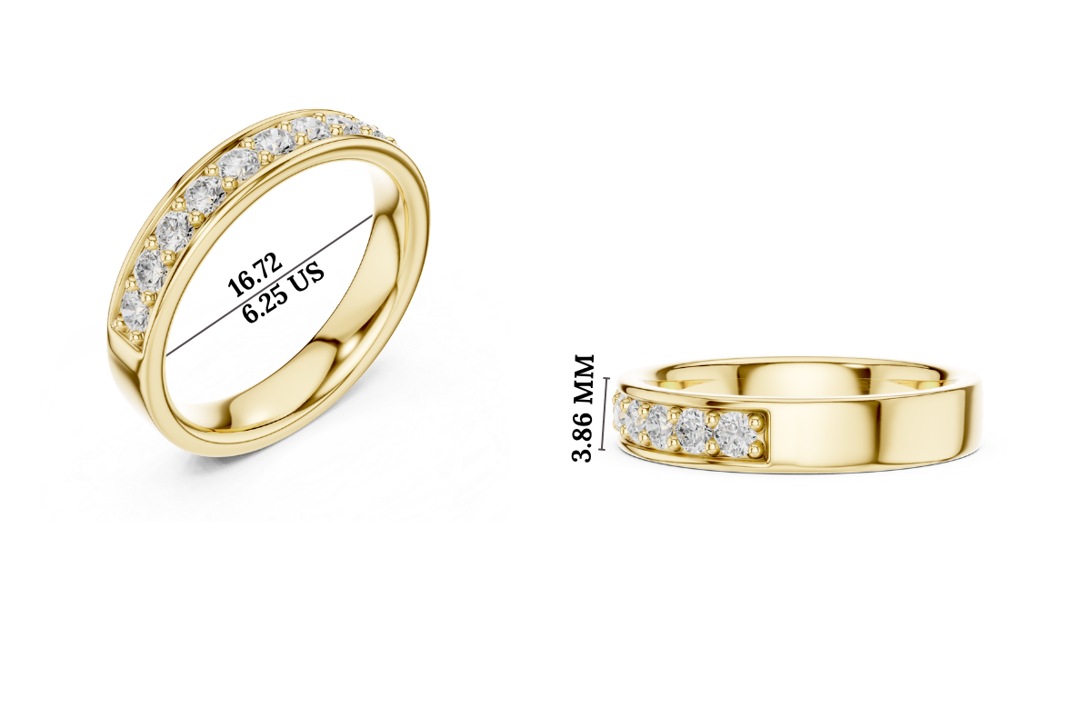 Gold Single Row Prong Set Round Lab Grown Diamond Halian Ring