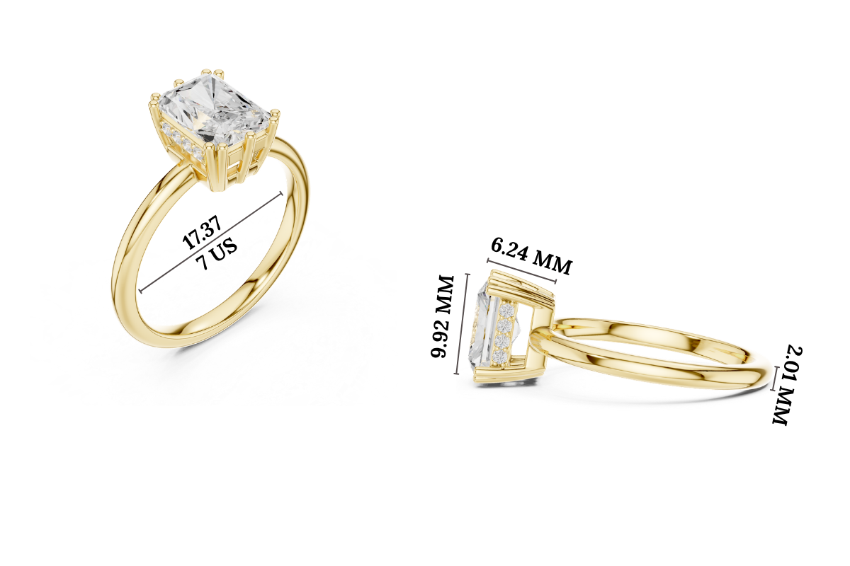 Gold 2Ct Radiant Solitaire Lab Grown Diamond Solayne Ring