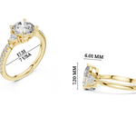 Gold 1Ct Kairi Round Solitaire Lab Grown Diamond Trilliant Side Stone Ring
