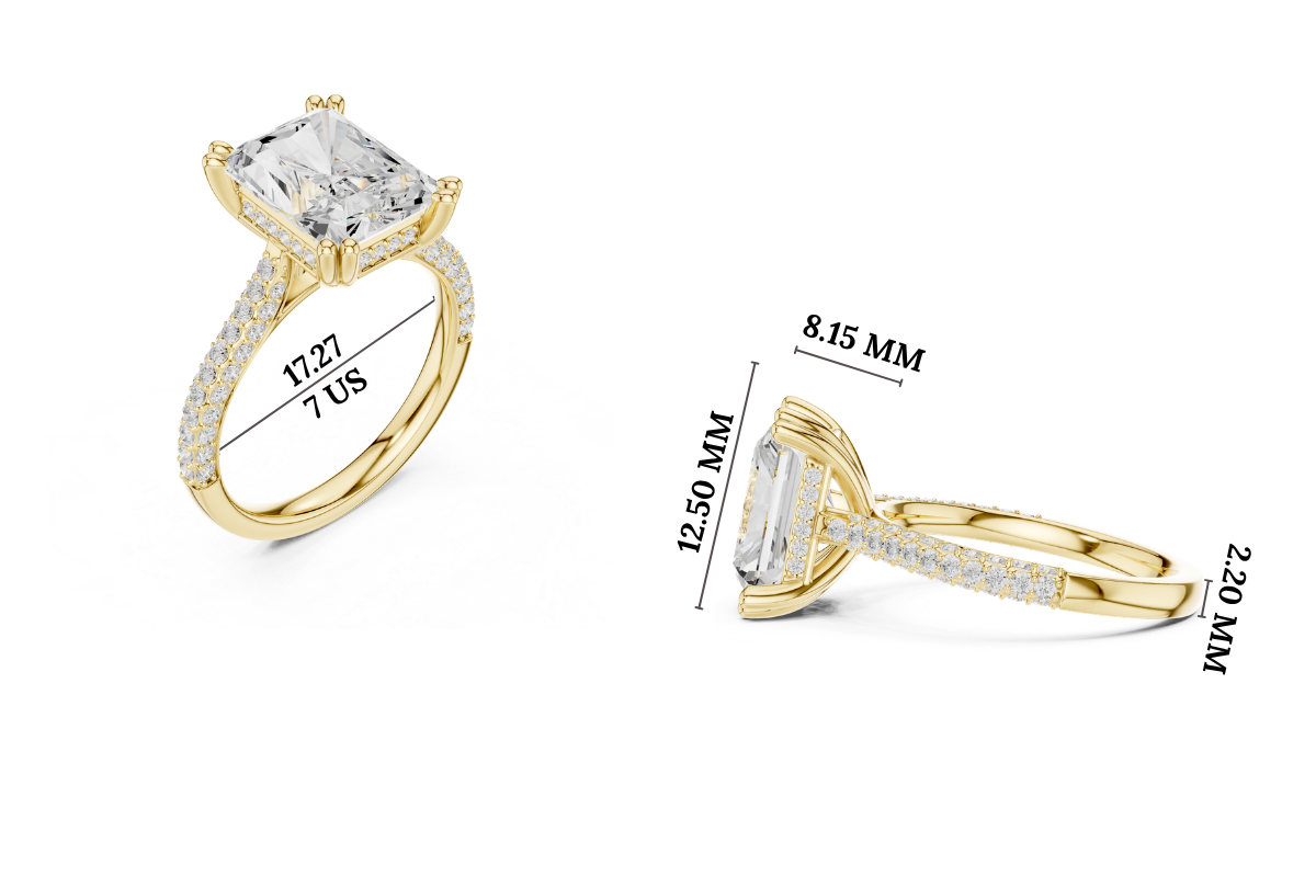 Gold 4Ct Radiant Cluster Pave Lab Grown Diamond Calenya Ring