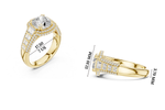 Gold 3Ct Cushion Halo Pave Baguette Lab Grown Diamond Cireyne Ring