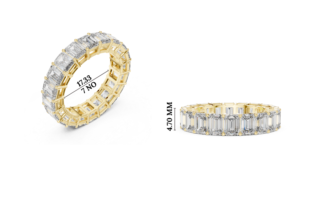 Gold 6Ct Eternity Emerald Lab Grown Diamond Cyra Ring