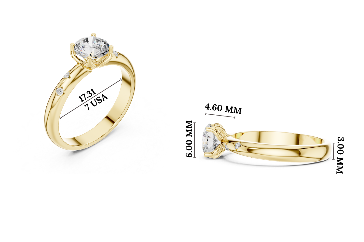 Gold Accent Round Lab Grown Diamond Hazel Ring