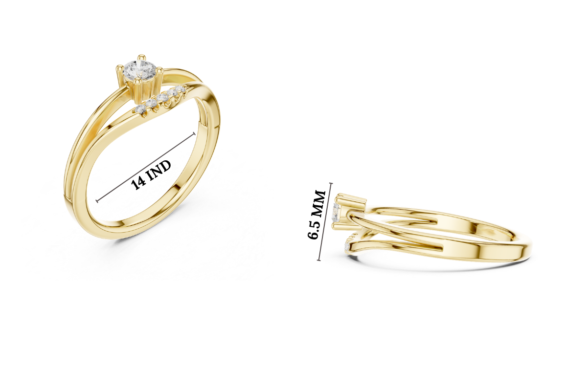 Gold Pave Setting Round Lab Grown Diamond Elora Ring