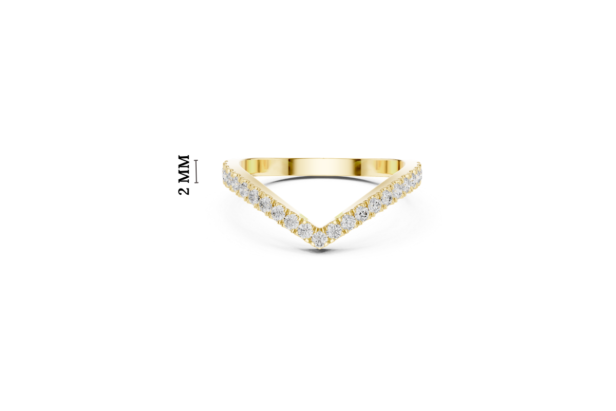Gold Channel V Shaped Band Round Lab Grown Diamond Selia Ring
