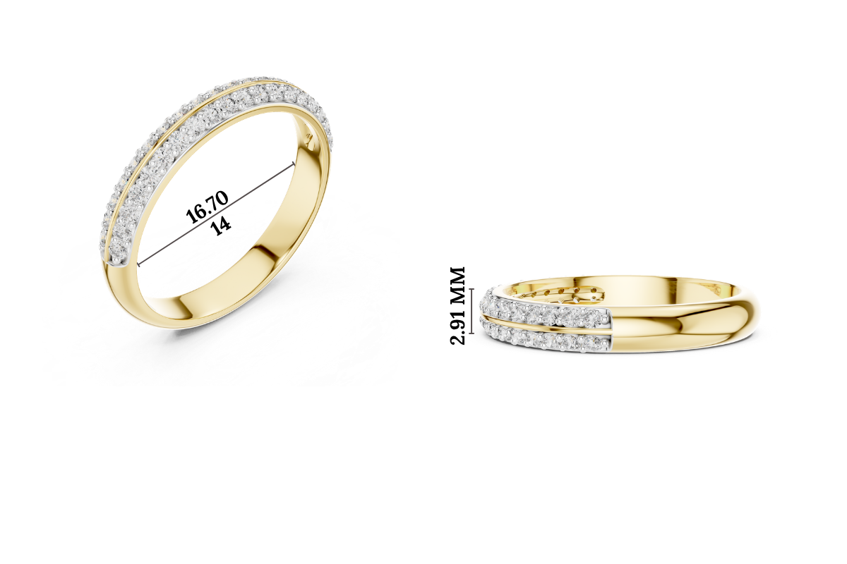 Gold Double Row Pave Round Lab Grown Diamond Elias Ring