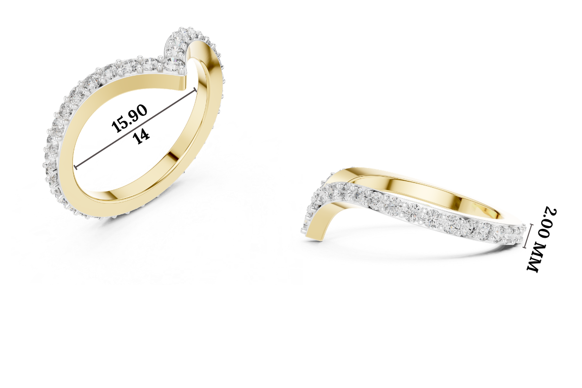 Gold V Shape Round Lab Grown Diamond Emery Ring