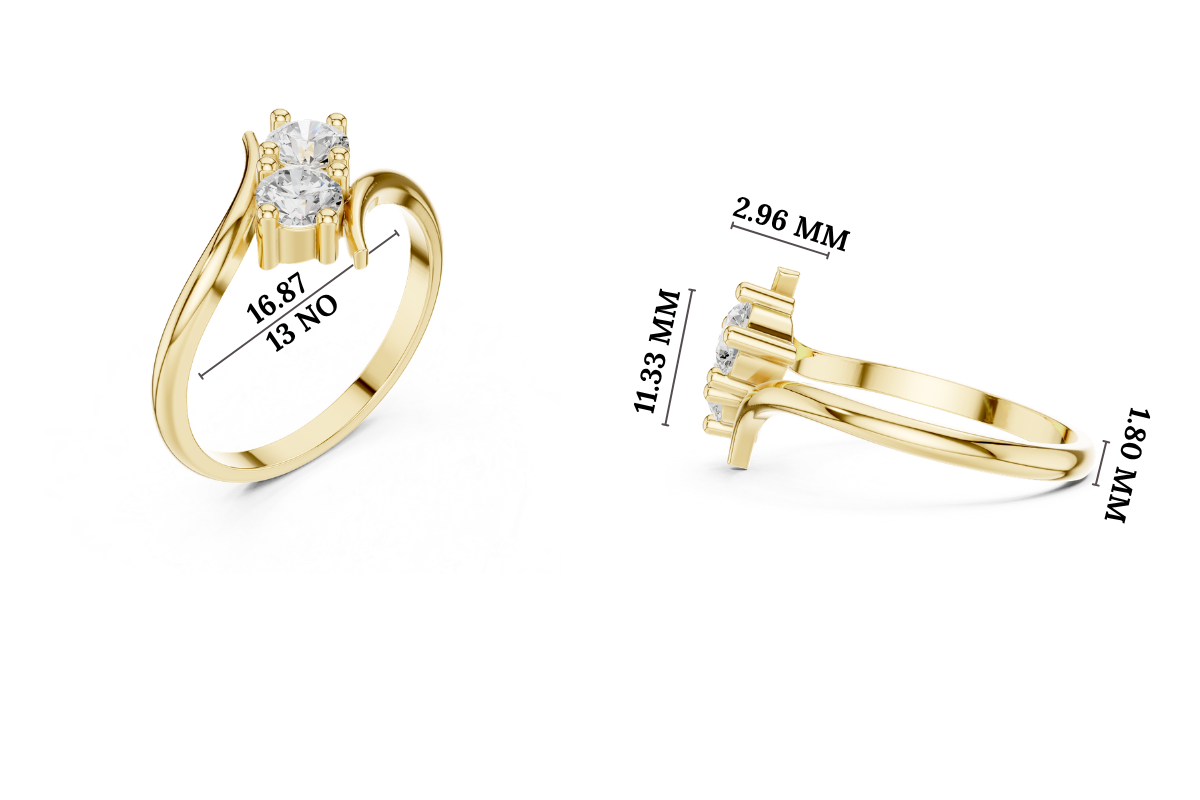 Gold Twin Stone Round Lab Grown Diamond Havyn Ring