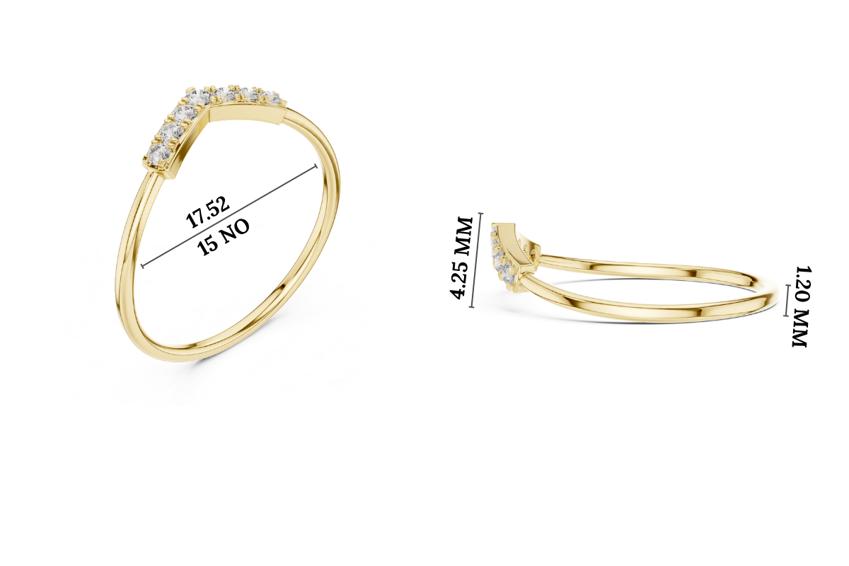 Gold Pointed Pave Accent Setting Round Lab Grown Diamond Orelia Ring