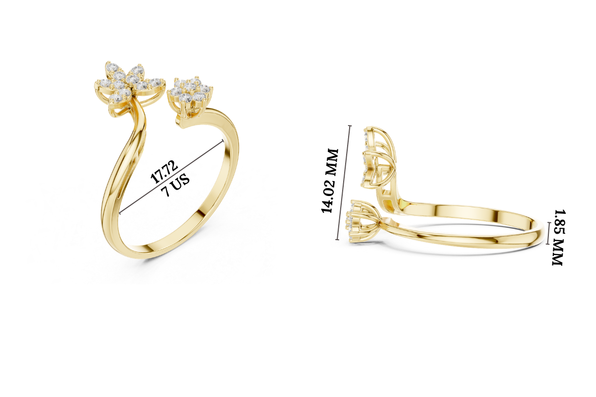 Gold Cluster Setting Round Lab Grown Diamond Virex Ring