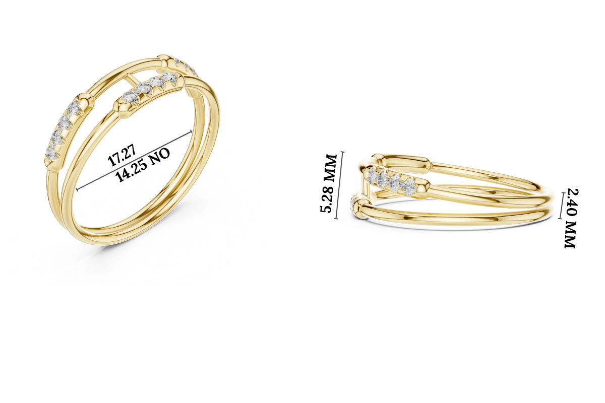 Gold Dual Band Bar Setting Round Lab Grown Diamond Zelyn Ring