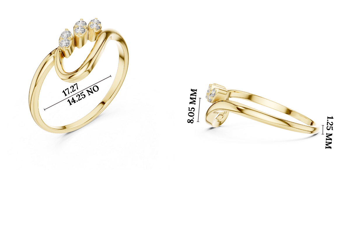 Gold Petal Setting Round Lab Grown Diamond Oryne Ring