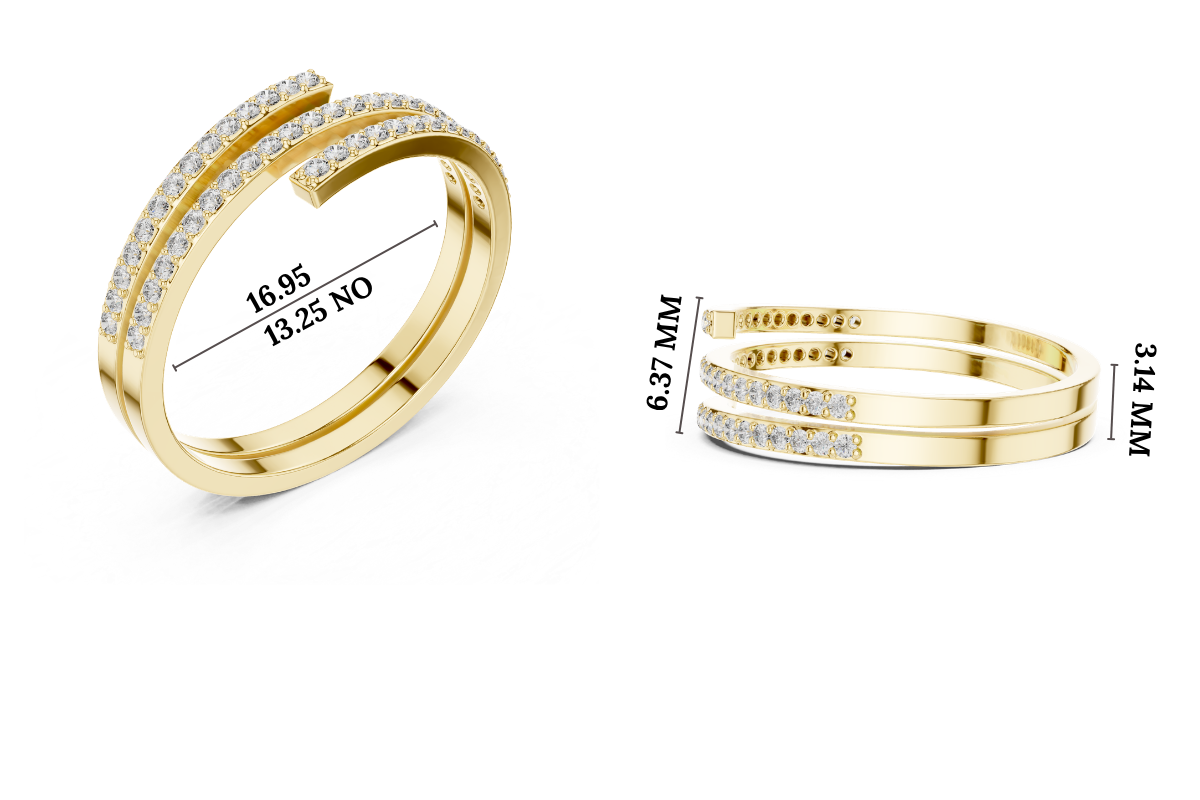 Gold Pave Round Lab Grown Diamond Phexa Ring