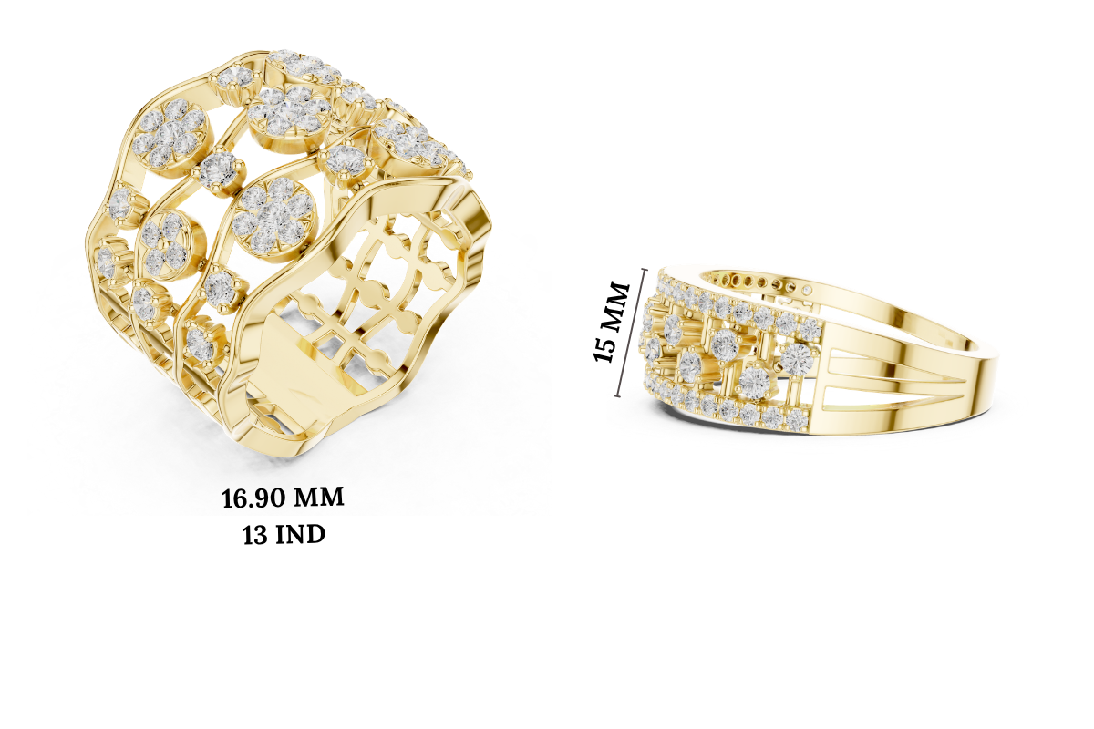Gold 1Ct Cluster Multi Stone Round Lab Grown Diamond Elvara Ring