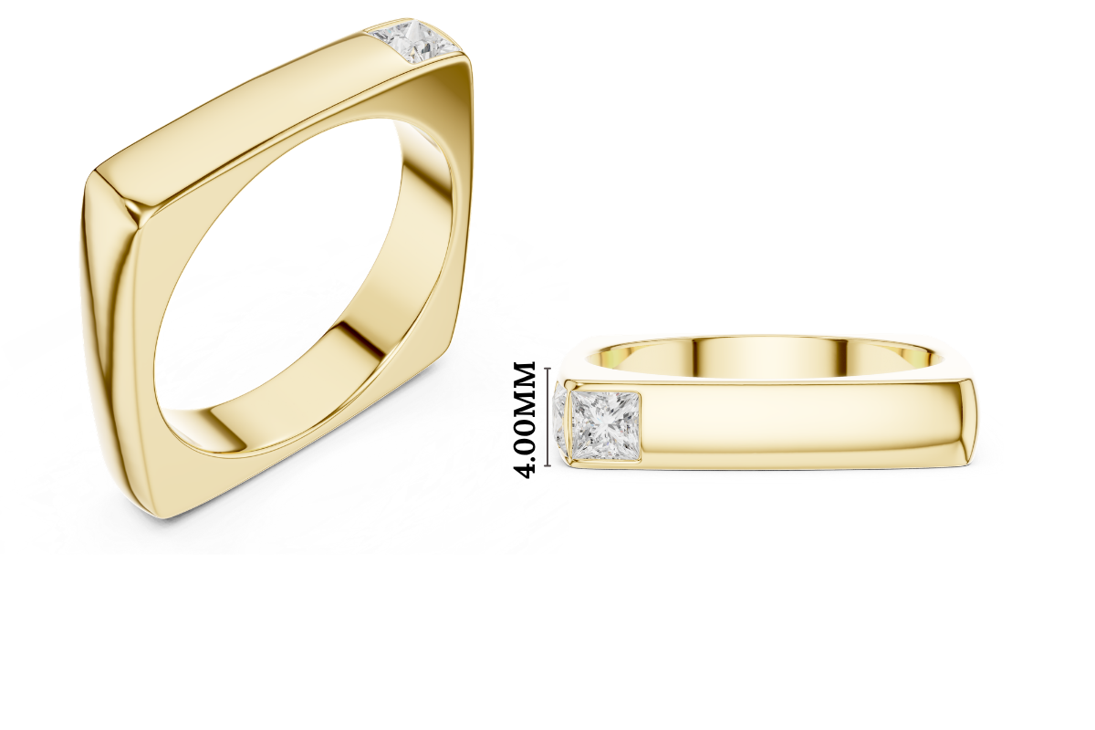 Gold Bezel Setting Princess Lab Grown Diamond Zyron Ring