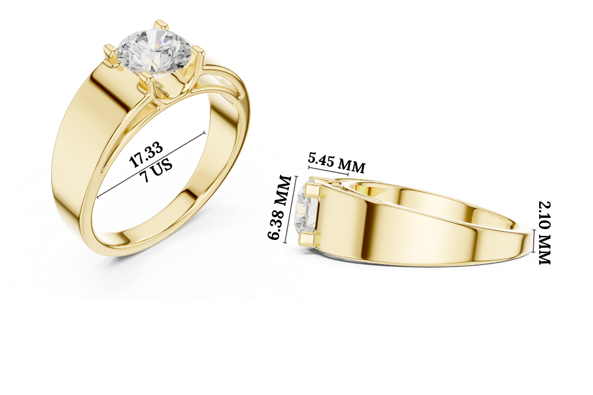 Gold 1Ct Solitaire Round Lab Grown Diamond Orvix Ring