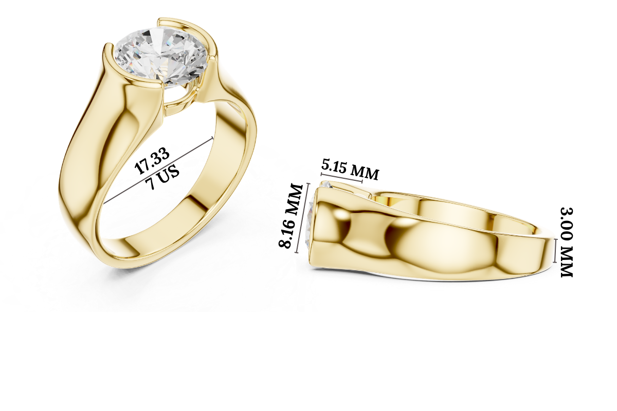 Gold 1 5Ct Bezel Setting Round Lab Grown Diamond Solix Ring