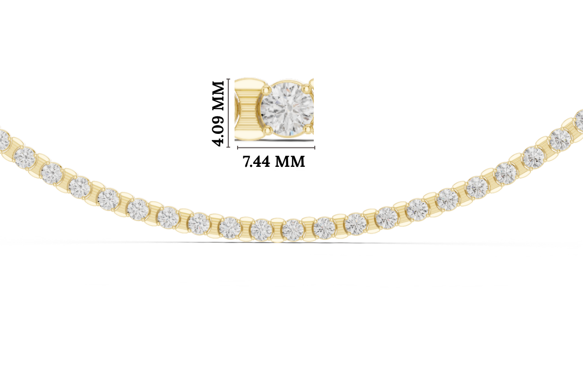 Gold 14Ct Tennis Round Lab Grown Diamond Lenor Necklace