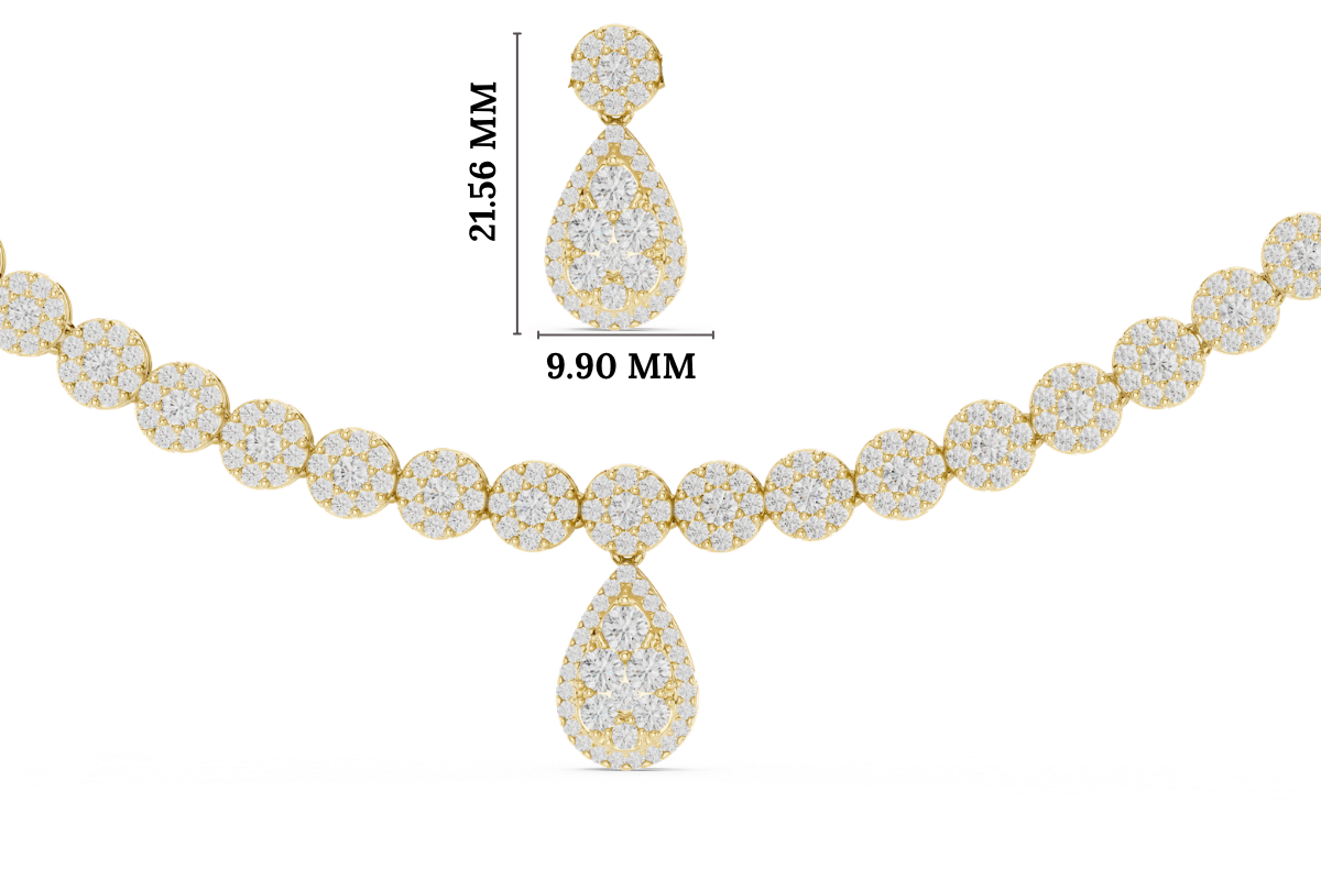 Gold 8Ct Cluster Round Pear Lab Grown Diamond Blake Necklace