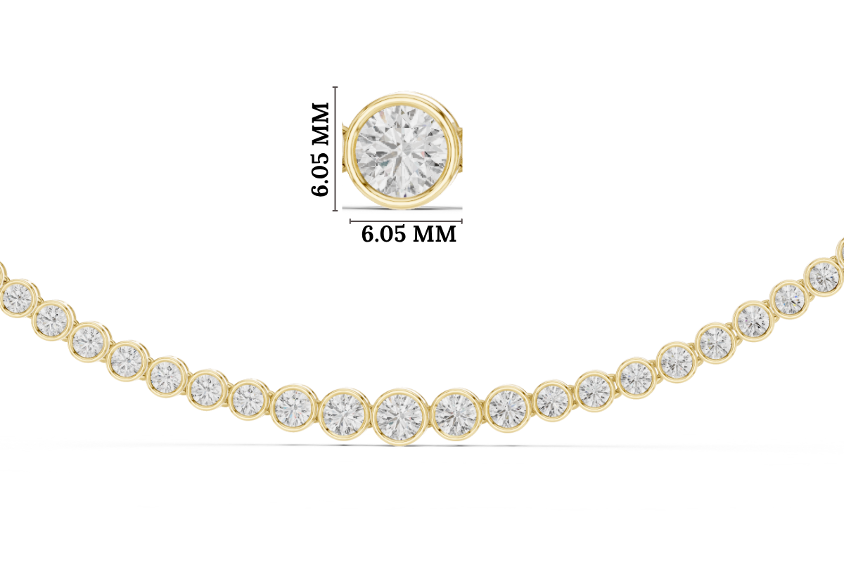 Gold 11Ct Bezel Round Lab Grown Diamond Chimere Necklace