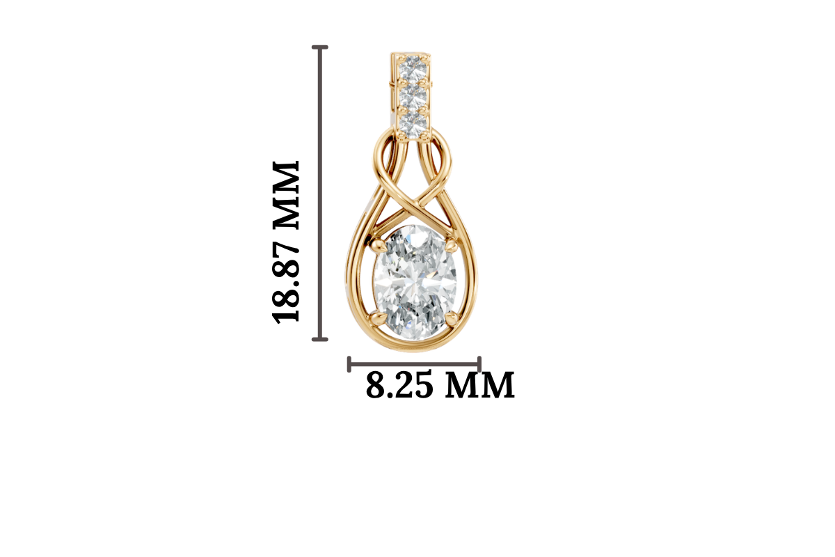 Gold Solitaire Drop Oval Lab Grown Diamond Noira Pendant