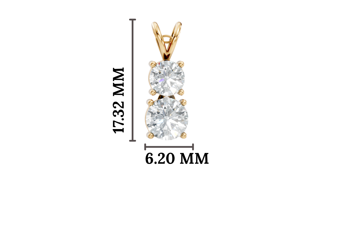 Gold 1Ct Multi Solitaire Round Lab Grown Diamond Elzen Pendant