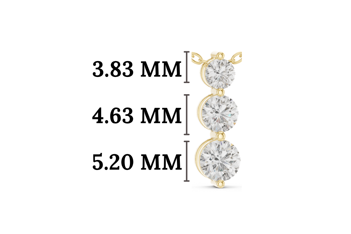 Gold 1Ct Three Stone Vertical Round Lab Grown Diamond Bethel Pendant