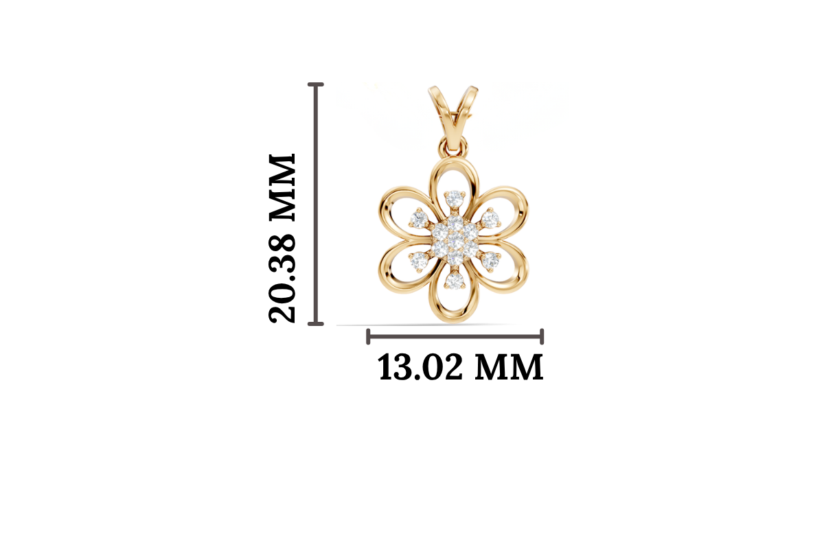 Gold Floral Openwork Round Lab Grown Diamond Nixra Pendant