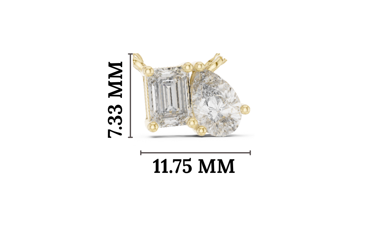 Gold 1Ct Prongs Two Stone Emerald Pear Lab Grown Diamond Callum Pendant