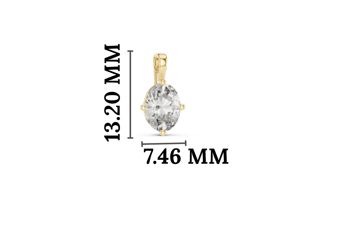 Gold 1Ct 4Prong Solitaire Oval Lab Grown Diamond Lorcan Pendant