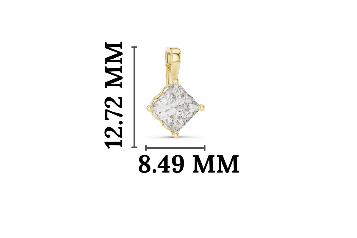 Gold 1Ct 4Prong Solitaire Princess Lab Grown Diamond Azura Pendant