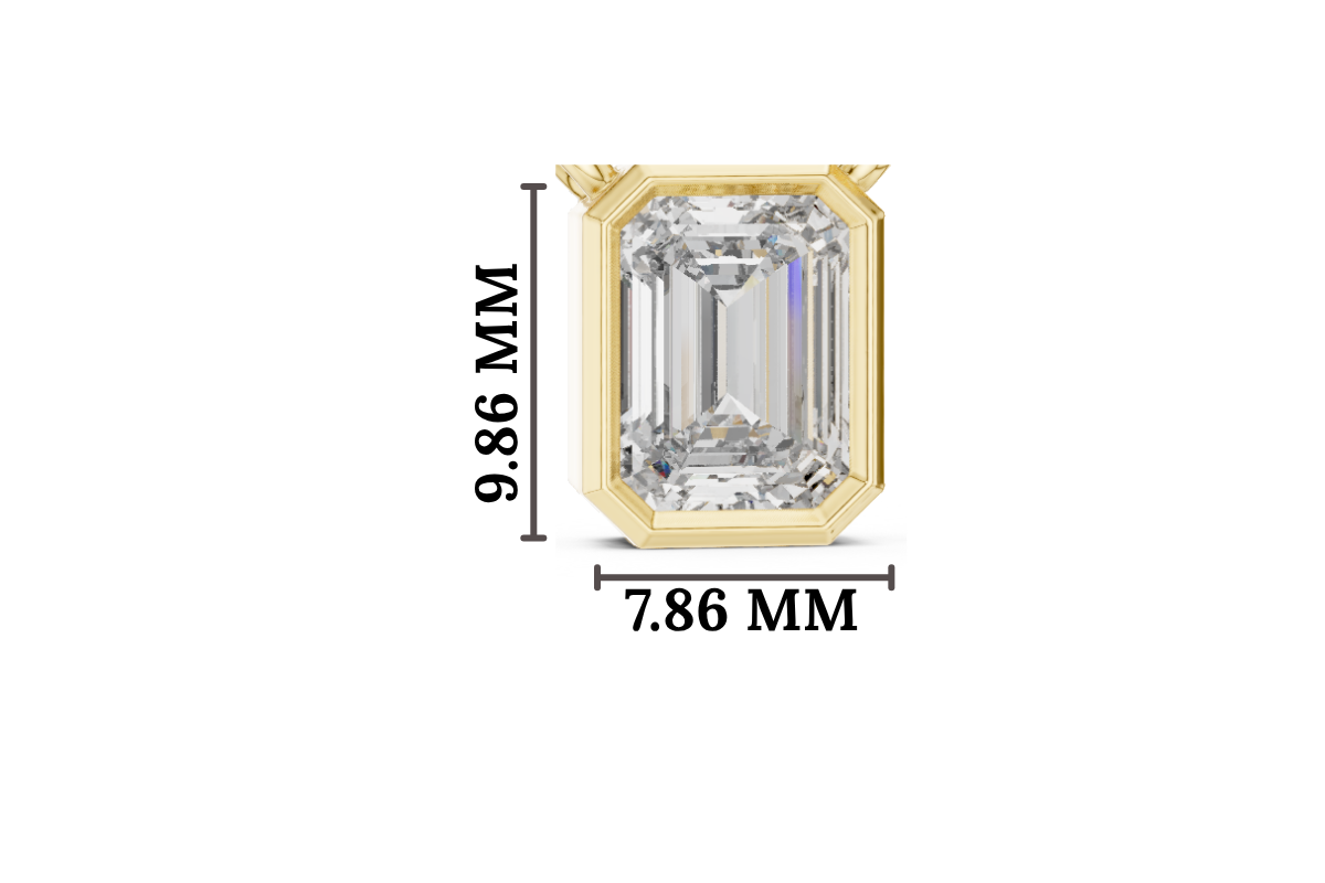 Gold 2Ct Bezel Setting Solitaire Emerald Lab Grown Diamond Fifi Pendant